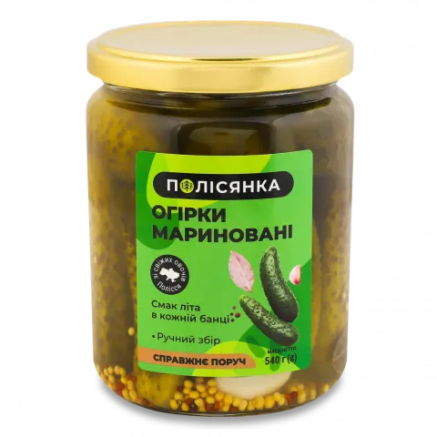 Конс Огірки Полісянка 540 г скл. з гірчицею мариновані