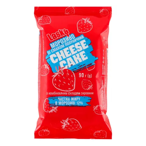 Морозиво Ласка 90 г брикет Полуничний чізкейк