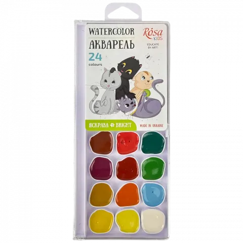 Набір акварельних фарб 24 шт. б/пензлика Cats Rosa Kids 301206