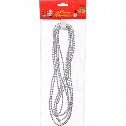 Намиста на ялинку в пакеті 2,7 м (9112) срібні И627