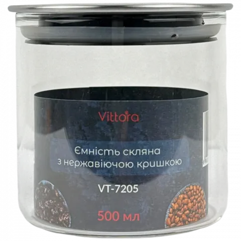 Ємність скляна з нержавіючою кришкою Vittora 500 мл VT-7205