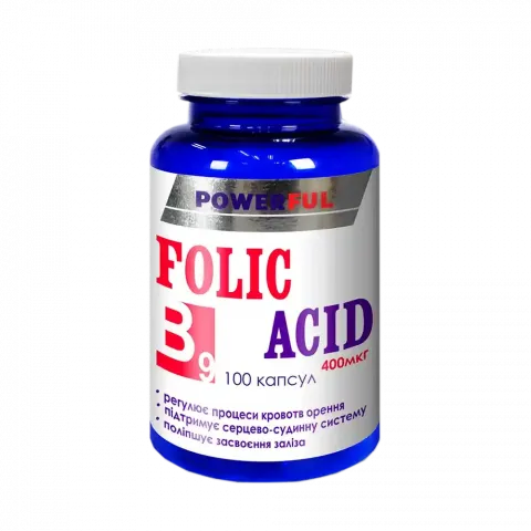 Добавка дієтична PowerFul Фолієва кислота 1 г 100 шт. капс.