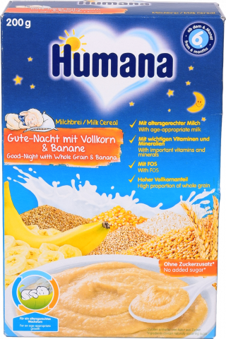 Каша Humana 200 г молочна цільнозернова з бананом солодкі сни