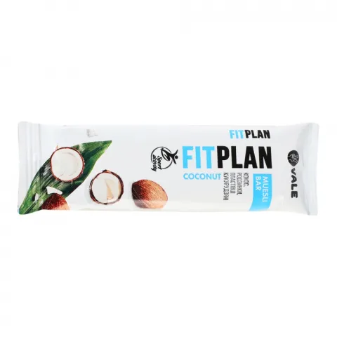 Батончик Fit Plan 25 г мюслі з кокосом частково в глазуріО