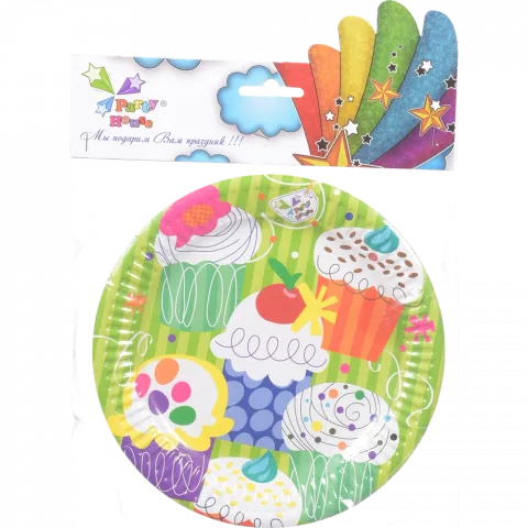 Тарілки паперові Party House 180 мм Кекси 6 шт.