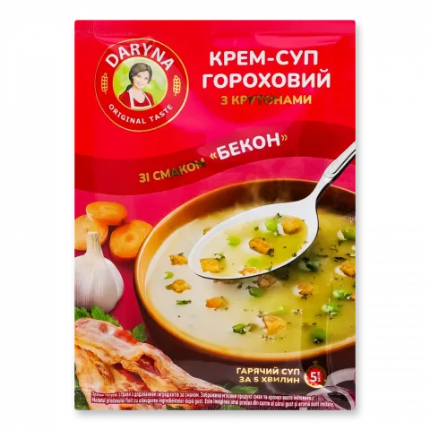 Крем-суп Daryna 18 гороховий зі смаком бекону з крутонами