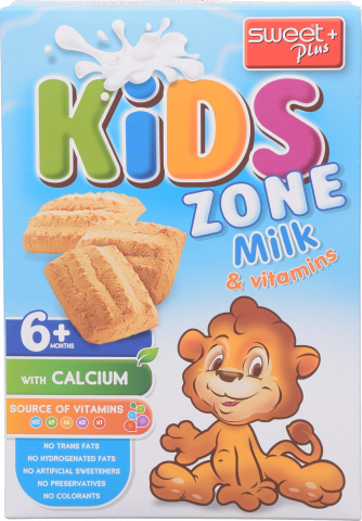 Печиво Kids Zone 220 г дит. з молоком, кальцієм та вітамінами 6+ міс.