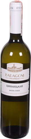 Вино Бадагони Цинандалі 0,75 л біл. сух. 12