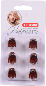 Зажим д/волосся Titania пластмасовий зубчатий мал. 6 шт. 1,5 см коричневий 7932