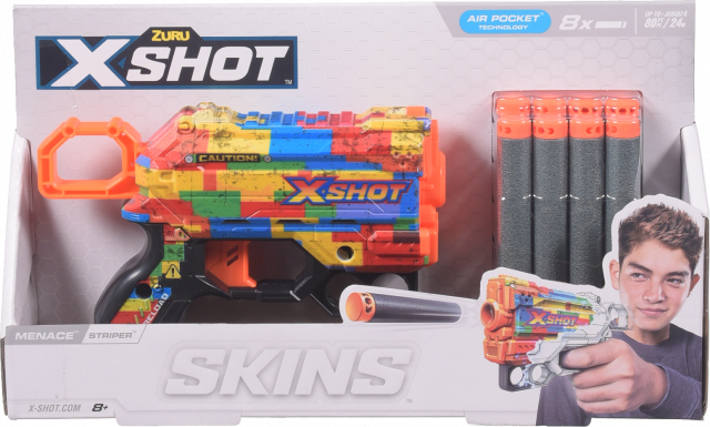 Іграшка Швидкострільний бластер Zuru X-SHOT Skins Menace Striper 8 патронів 36515N