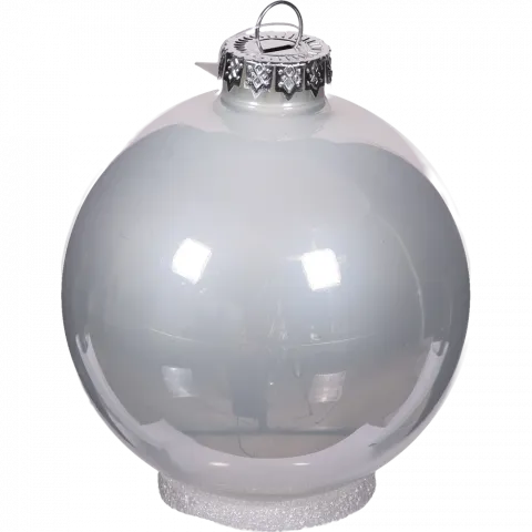 Прикраса ЛХ куля скляна 8 см перлова срібна JNGS-10-0142-8cm И964