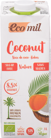 Молоко Ecomil рослин. органіч. 1 л з кокосу без цукру б/глютену