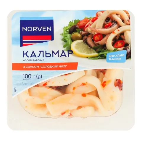 Кальмар Norven 100 г асорті варений Солодкий Чилі