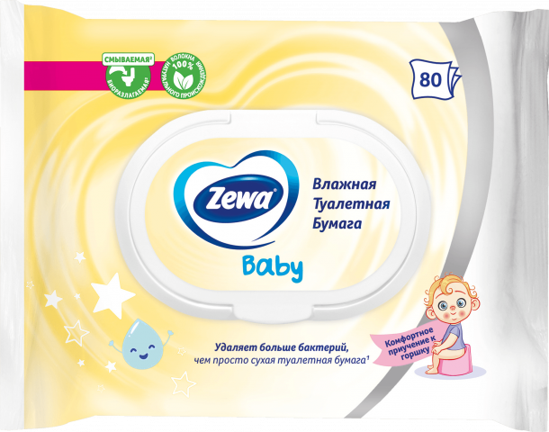 Туалетний папір Zewa 80 шт. вологий Baby