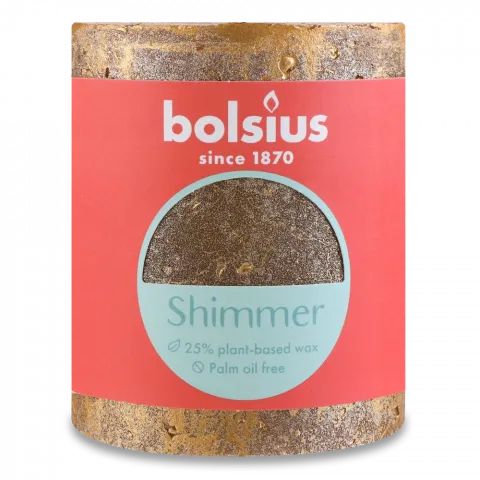 Свіча-стовпчик Bolsius 80/68 золотий металік арт. 103667637082