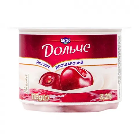 Йогурт Дольче двошаров. 3,2 115 г Вишня