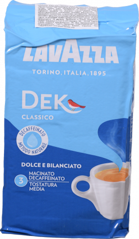 Кава Lavazza 250 г мел. Dek Classico бкофеїну (Італія)