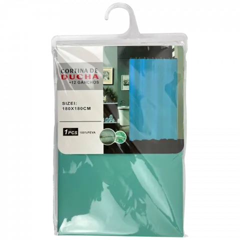 Шторка д/душу 180180 однотон м`ятн.peva 0913-23-16816И546