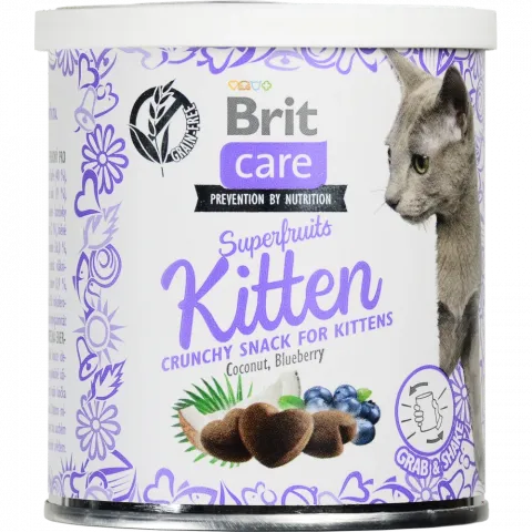 Ласощі д/кошенят Brit Care Cat Snack Superfruits Kitten 100 г з куркою, кокосом та чорницею