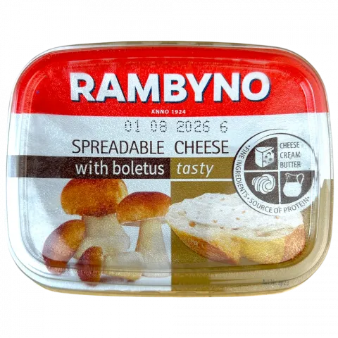 Сир плавлений RAMBYNO 175г з білими грибами 50 (Литва)