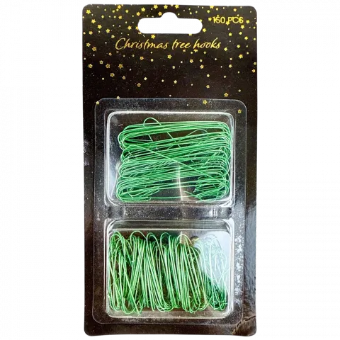 Набір гачків для новорічних прикрас 150 шт. зелений колір AWR401590 И698 (КІН)