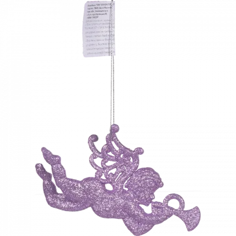 Підвіска на ялинку пласт Ангел з флейтою 1 Блиск 13х8 см 0603-3