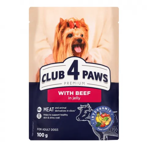 Корм д/собак Клуб 4 лапи 100 г Premium Яловичина в желе