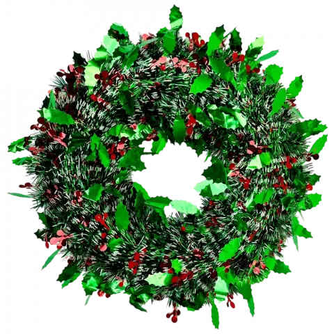 Віночок з мішури 40 см зелений/ червоний арт. Y-17 И246