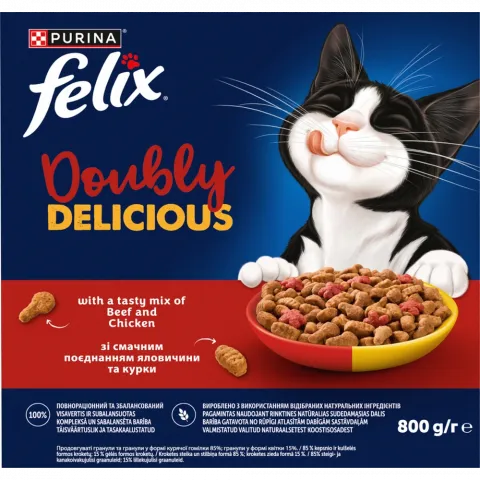 Корм д/котів Фелікс 800 г Doubly Delicious Яловичина курка