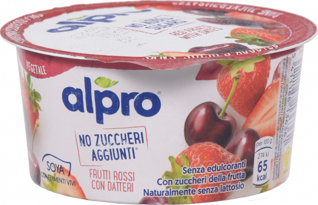 Йогурт Соєвий Алпро 135 г Червоні фрукти з фініками б/цукру