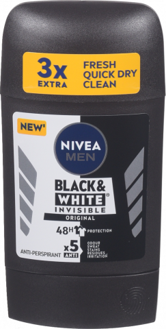 Дезодор Nivea 50 мл стік д/чол. антиперспірант чорне та біле Невидимий Original