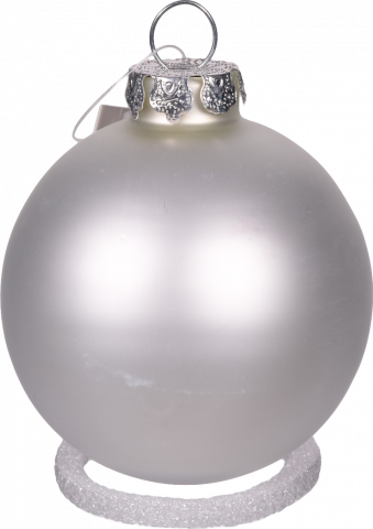 Прикраса ЛХ куля скляна 6 см матова срібна JNGS-13-0072-6cm И107
