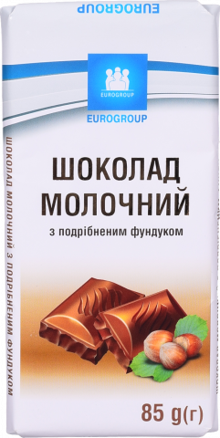 Шок Еврогруп 85 г молочний з подрібн. фундуком