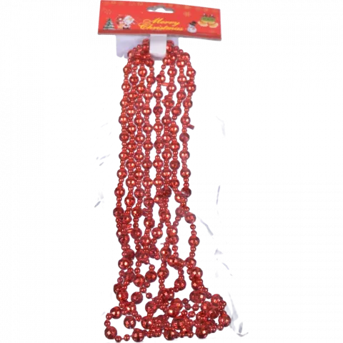 Намиста на ялинку 8 мм х 2,7 м, FP18-146 червоні (9112) И029