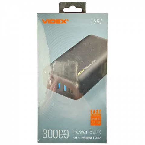 Повербанк Videx 30000mAh VPB-297 22.5W Black