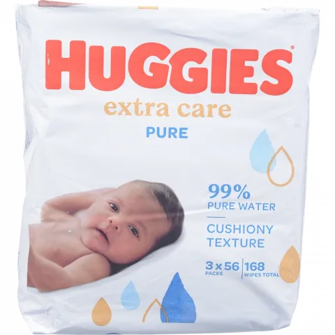 Серветки вологі Huggies 56 шт. Pure Extra Care 2+1
