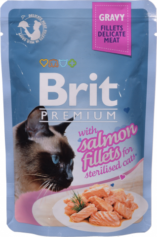 Корм д/котів стериліз. Brit Premium Cat 85 г пауч філе лосося в соусі 111254/562