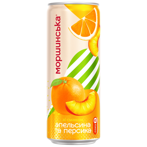 Лимонада Моршинська 0,33 л з/б Апельсин-Персик