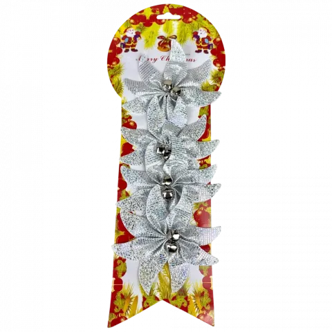 Набір бантів-квіток 4 шт 1311 срібні арт. WJX25-3308 9245 И801