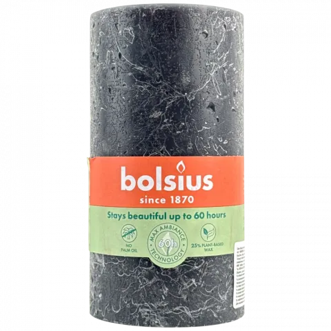 Свіча Bolsius 130/68 рустік Сталевий сірий, 60 год., арт. 103668790331