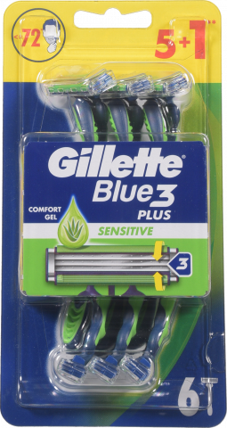 Станок однораз. д/гоління Gillette 5+1 шт. Blue 3 BLUE 3 Sensitive Plus