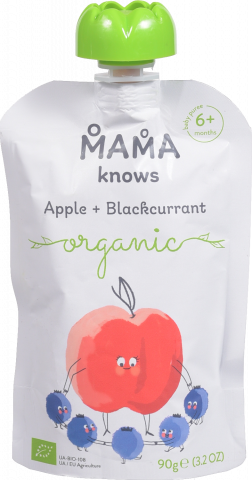 Пюре Mama knows 90 г д/пак. органічне яблуко-чорна смородина