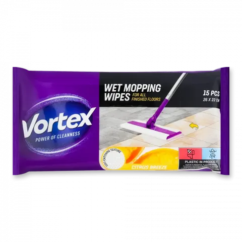 Серветки вологі Vortex15 шт. д/підлоги CitrusBreeze