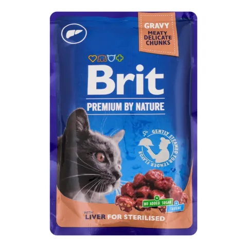 Корм д/стереліз. котів Brit 100 г з печінкою Premium