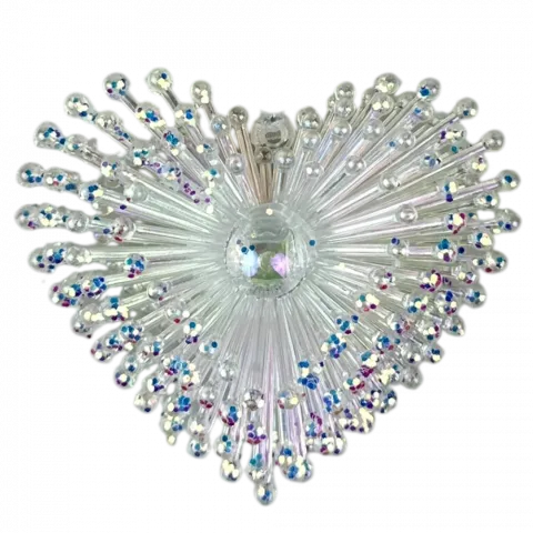 Підвіска ялинкова Серце 8 см срібні блискітки арт. WH25002 9245 И983