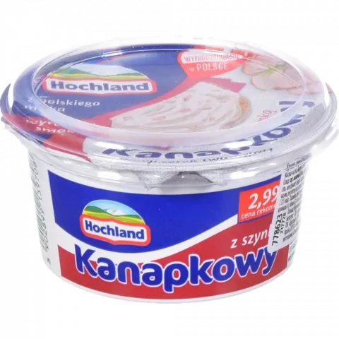 Крем-сир канапковий Hochland з шинкою 130 г (Польща)