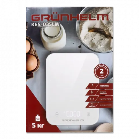 Ваги кухонні Grunhelm KES-035LW Білі круглі 129944