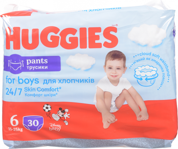 Підг. Huggies Трусики 30 шт. Pants 6 Boy (15-25 кг)