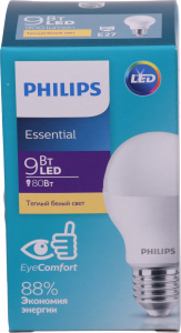 Лампа LED Philips звичайна жовта 9 Вт E27