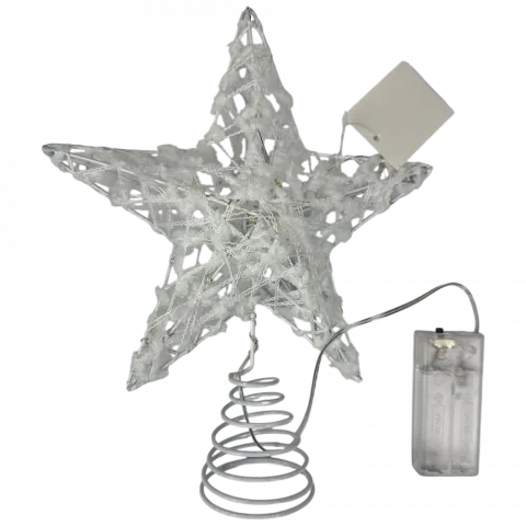 Верхівка на ялинку Зірка 2025 см з підсвіткою біла арт. MM-8033 9245 И443